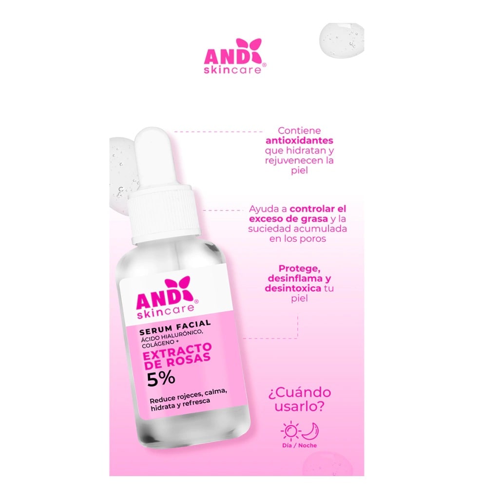 AND-SERUM FACIAL CON EXTRACTO DE ROSAS 30ML