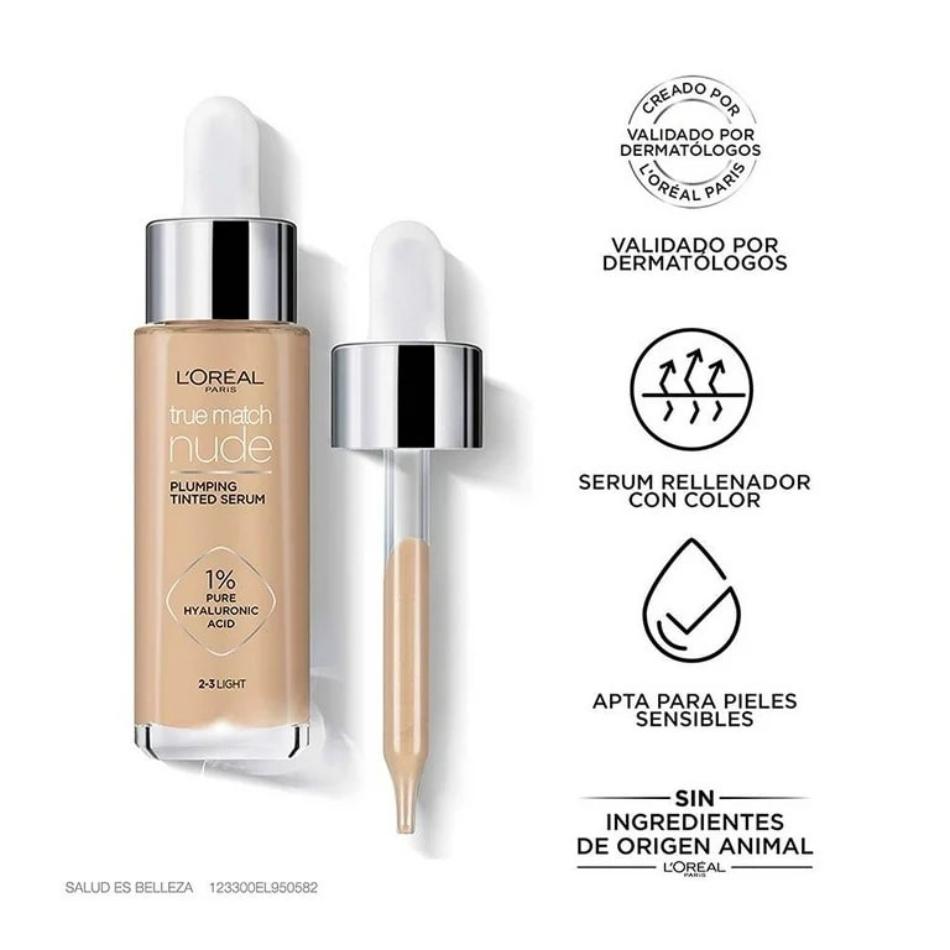 LOREAL - SERUM CON COLOR TRUE MATCH CON ÁCIDO HIALURÓNICO 30ML