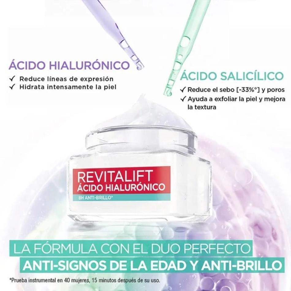 LOREAL - GEL-CREMA ANTI BRILLO RELLENADOR CON ÁCIDO HIALURÓNICO