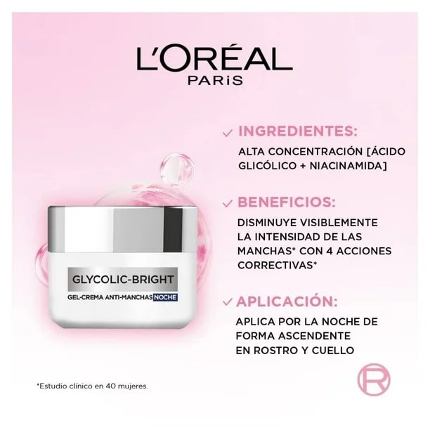 LOREAL - CREMA DE NOCHE ANTI MANCHAS CON ÁCIDO GLICÓLICO 50 ML