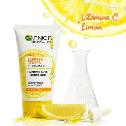 Garnier - Limpiador Facial Tono Uniforme Con Vitamina C Express Aclara